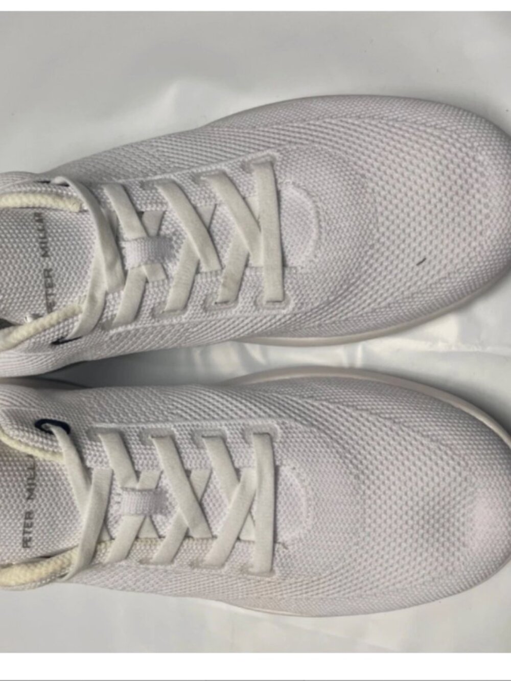 Peter Millar Men’s Knit Casual Sneakers White Navy Size 8 New Lightweight Shoes